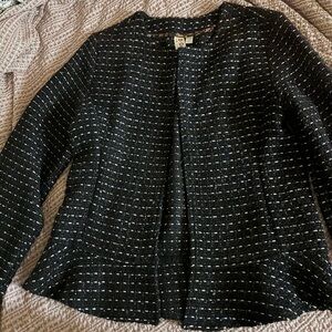 Elegant Black and White Tweed Blazer